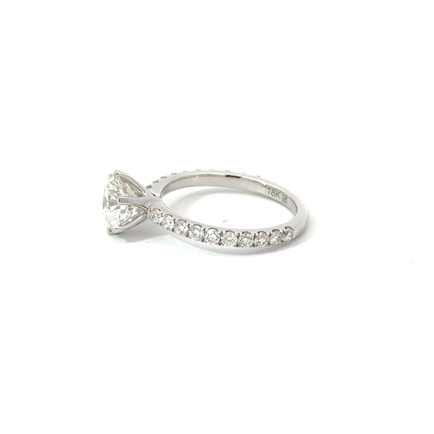 Round 1.23 F VS1 IDEXEX IGI | 18k White Gold + Diamond Pave band 50%