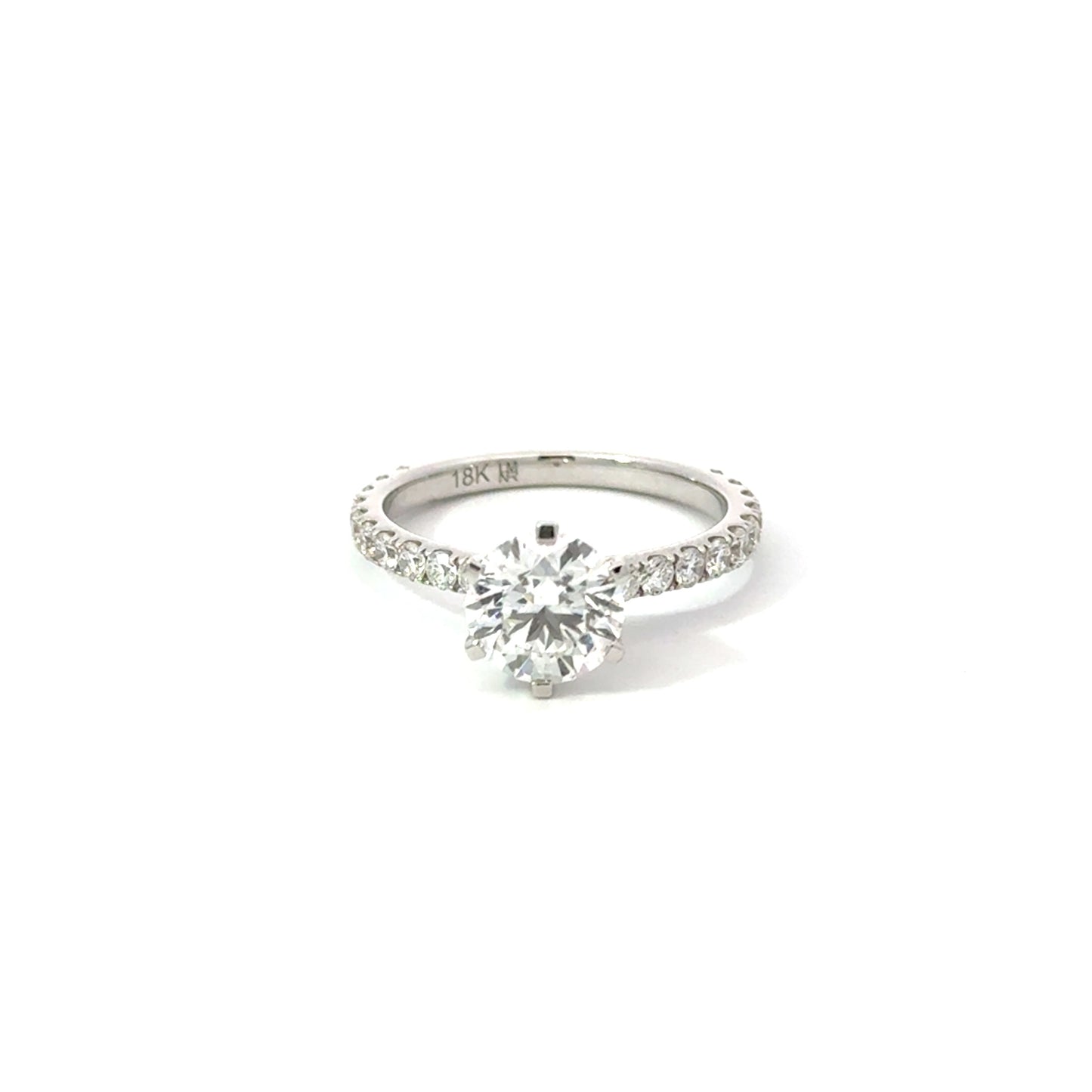 Round 1.23 F VS1 IDEXEX IGI | 18k White Gold + Diamond Pave band 50%