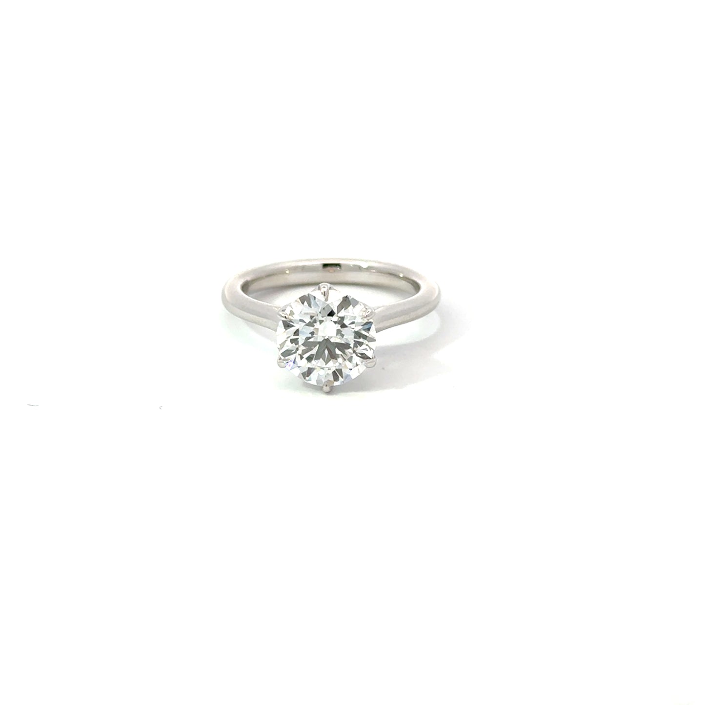 Round 2.59 F VS1 IDEXEX IGI | 18k White Gold | Cathedral Setting | Floral Prong | Diamond Bridge