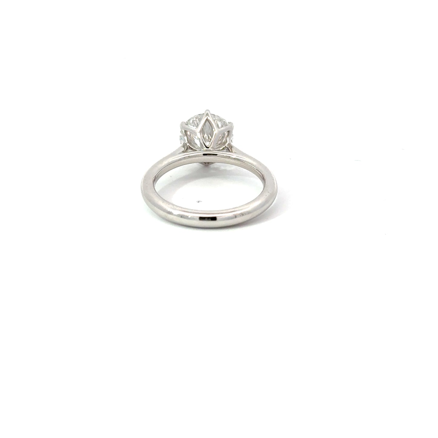 Round 2.59 F VS1 IDEXEX IGI | 18k White Gold | Cathedral Setting | Floral Prong | Diamond Bridge