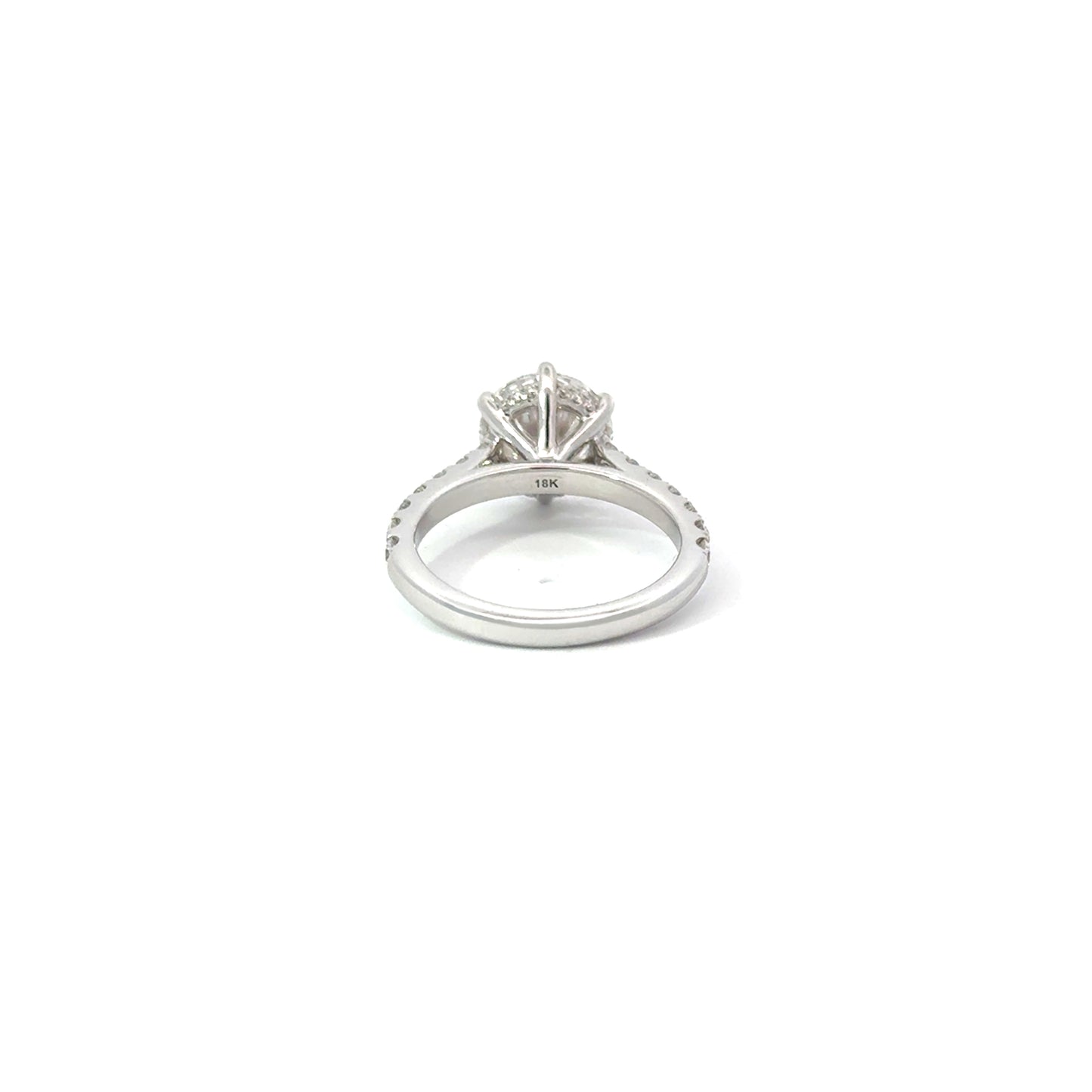 Round 2.64 D VVS1 IDEXEX IGI | 18k White Gold + Cathedral 6 prong + Hidden Halo Setting + 50% Pave