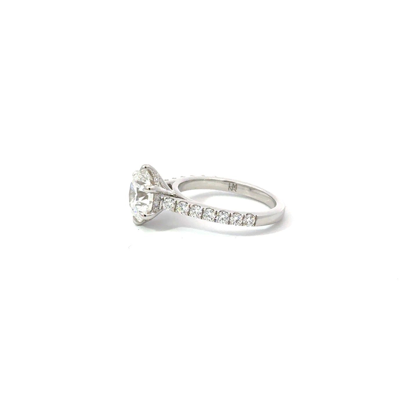 Round 2.64 D VVS1 IDEXEX IGI | 18k White Gold + Cathedral 6 prong + Hidden Halo Setting + 50% Pave