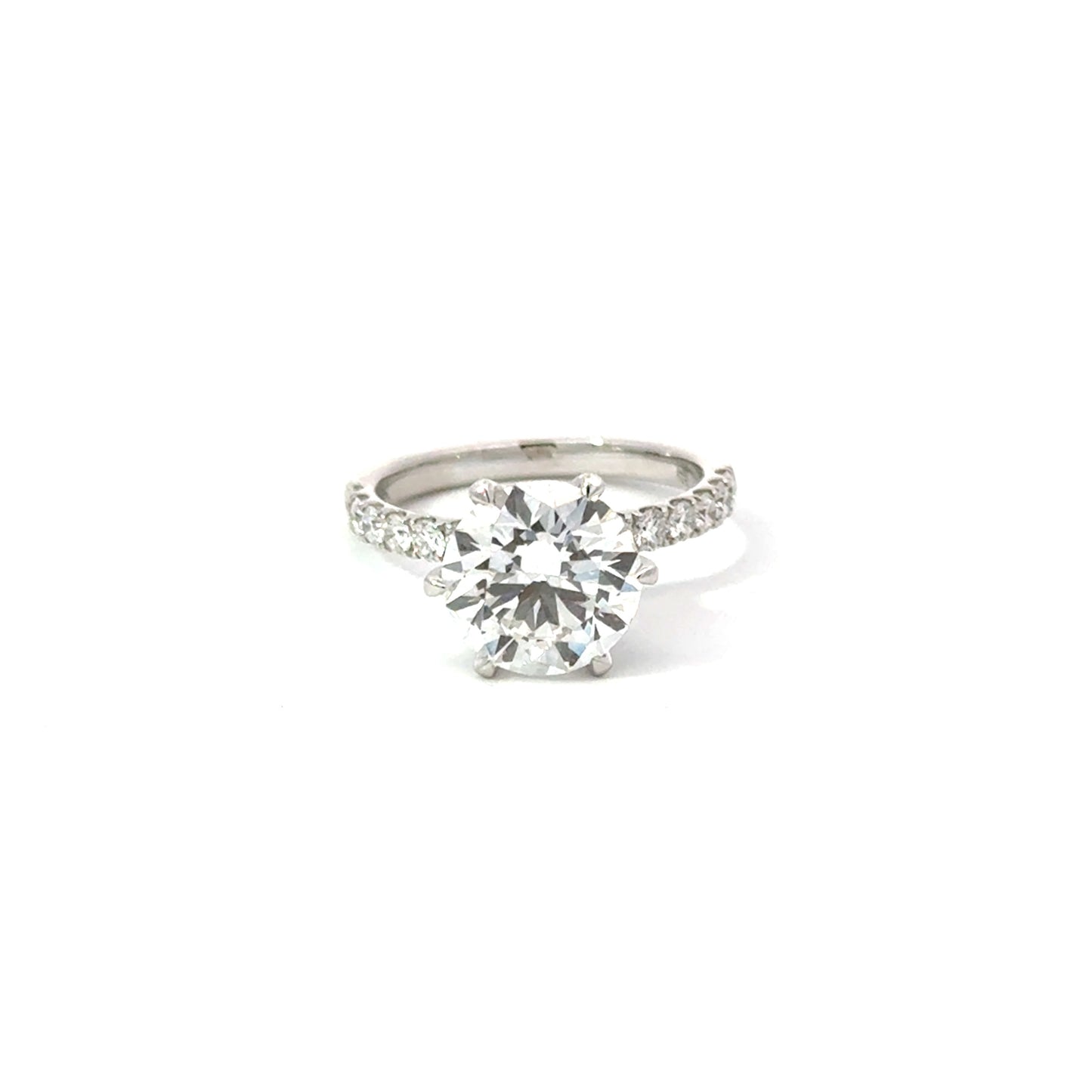 Round 3.04 E VS1 IDEXEX IGI | 18k White Gold + Full Prong + Wrap Around Halo + 50% Pave Setting