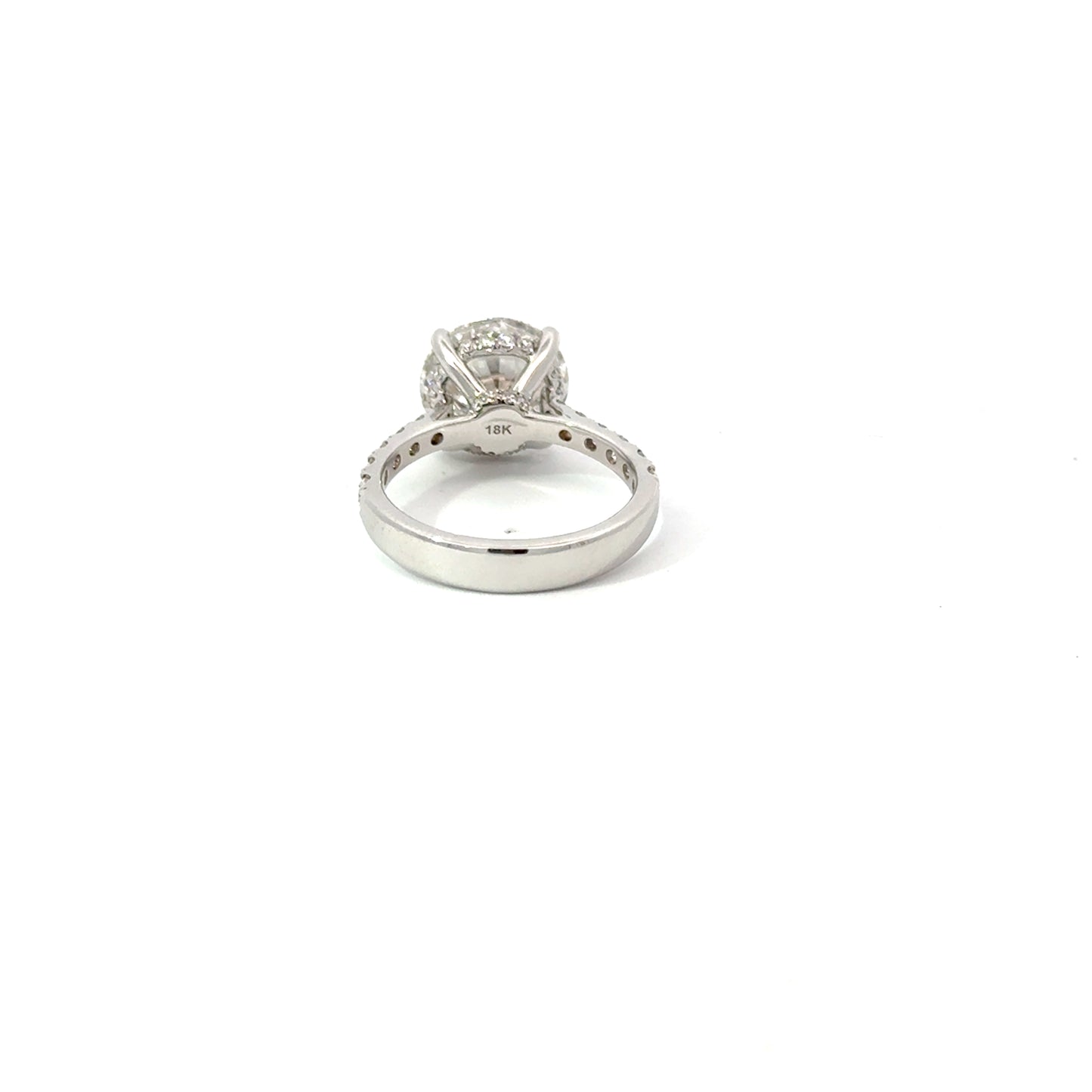 Round 4.08 E VS1 IDEXEX IGI | 18k White Gold + Diamond Pave 50% + Hidden Halo
