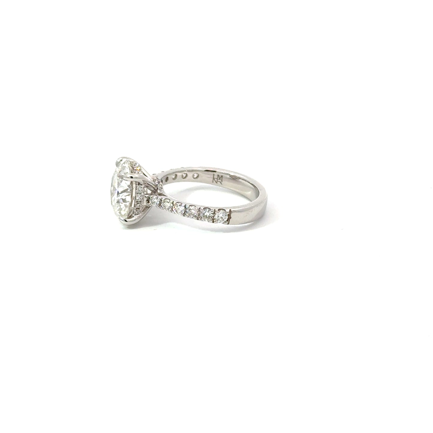 Round 4.08 E VS1 IDEXEX IGI | 18k White Gold + Diamond Pave 50% + Hidden Halo