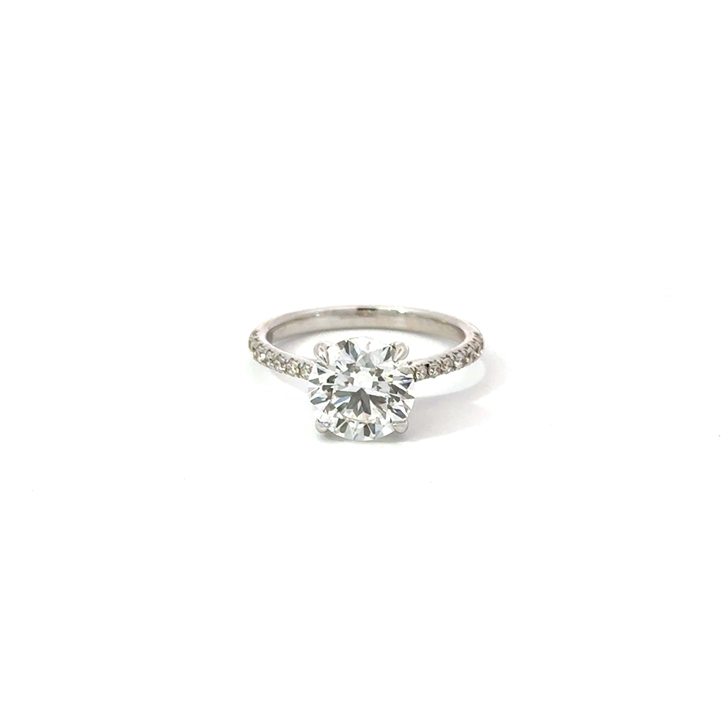 Round 1.92 E VS1 IDEXEX IGI | 18k White Gold + Diamond Pave band 50% + Hidden Halo