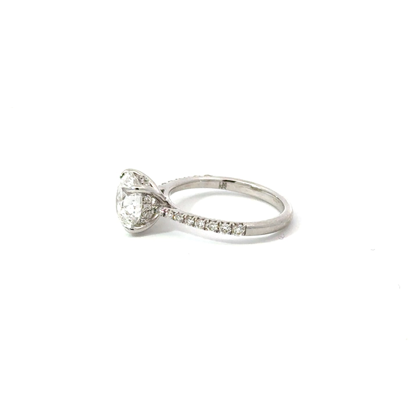 Round 1.92 E VS1 IDEXEX IGI | 18k White Gold + Diamond Pave band 50% + Hidden Halo