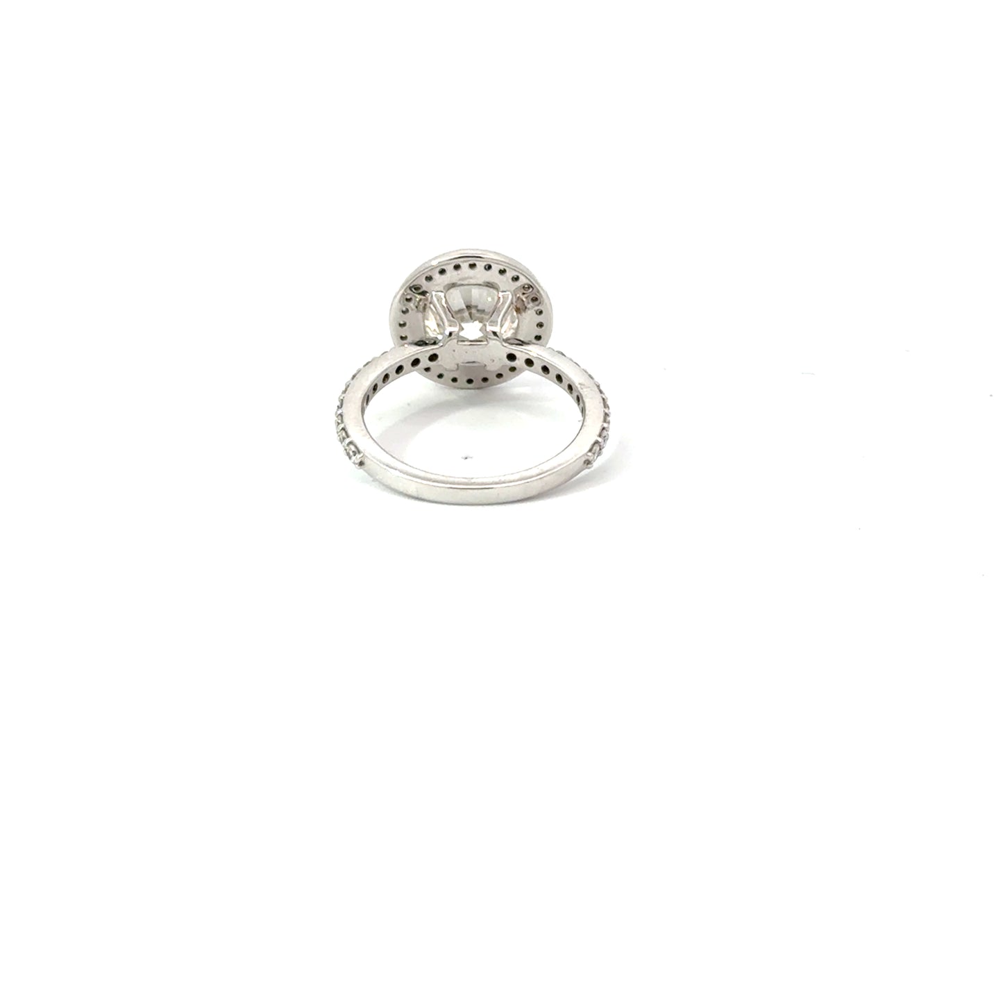 Round 2.57 G VS1 IDEXEX IGI | 14k White Gold + Halo Setting + 75% Pave Band