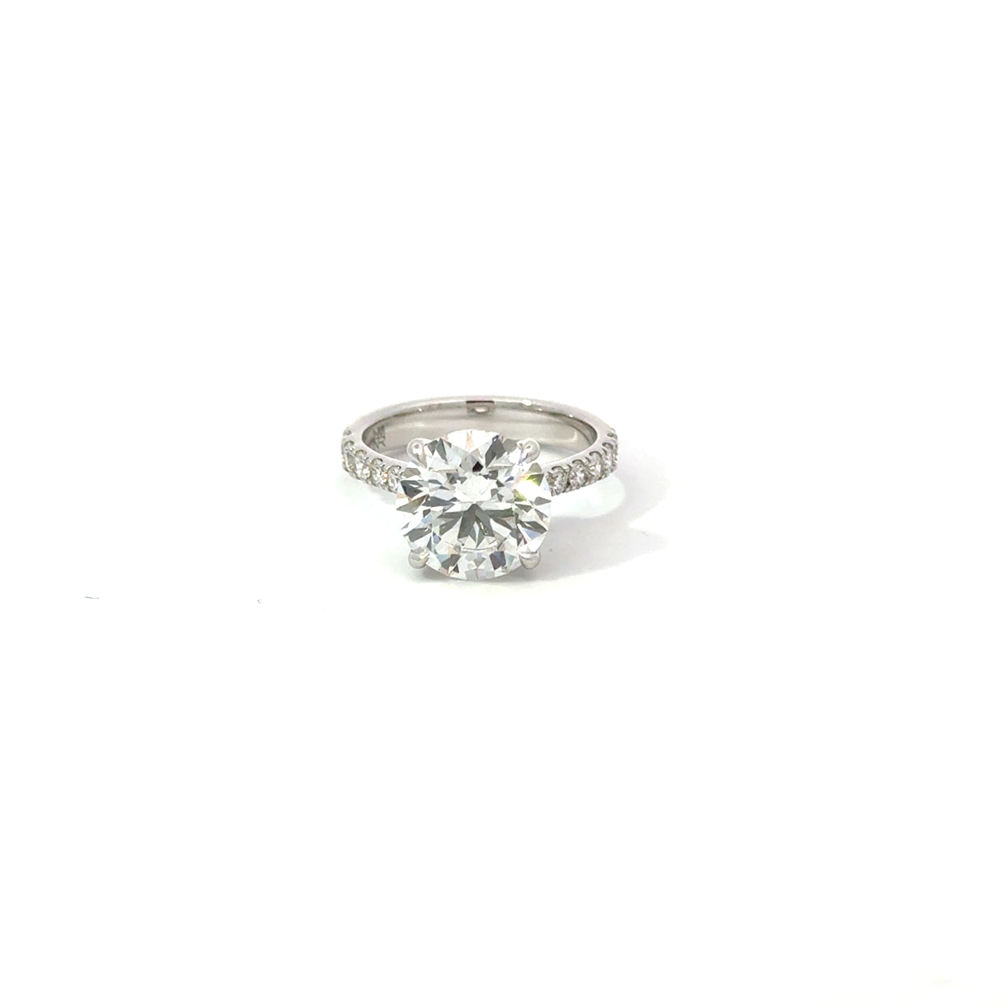 Round 4.08 E VS1 IDEXEX IGI | 18k White Gold + Diamond Pave 50% + Hidden Halo