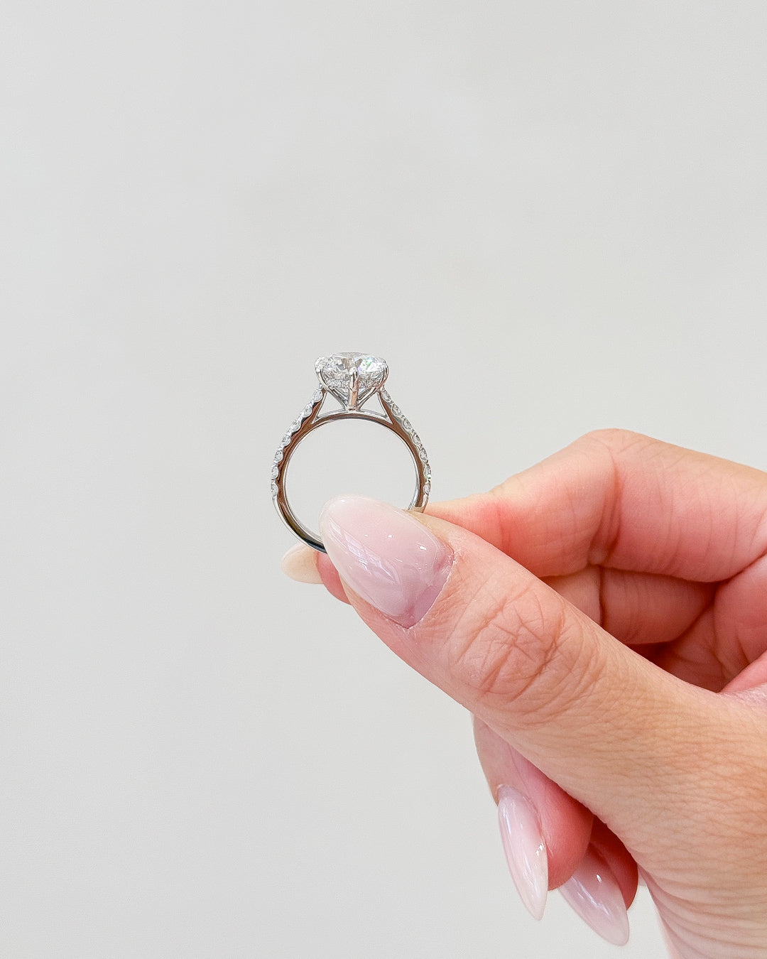 Round 2.64 D VVS1 IDEXEX IGI | 18k White Gold + Cathedral 6 prong + Hidden Halo Setting + 50% Pave